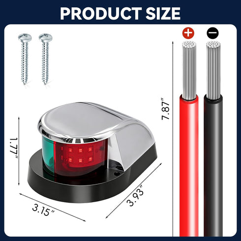 Poiini LED,IP65 Resistant,12V-Compatible Sailboats,Fishing 1 Pack) Boat Navigation Lights,Red and Green Marine Water