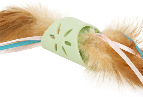 SmartyKat Flutter Roller Cat Toy, Feather & Ribbon Chase, One Size (Green)
