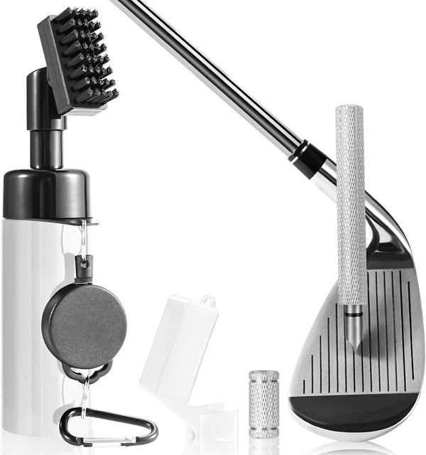Pro Golf Club Cleaner Brush with Golf Groove Sharpener Tool, 8 Inches Water Brush with Clip
