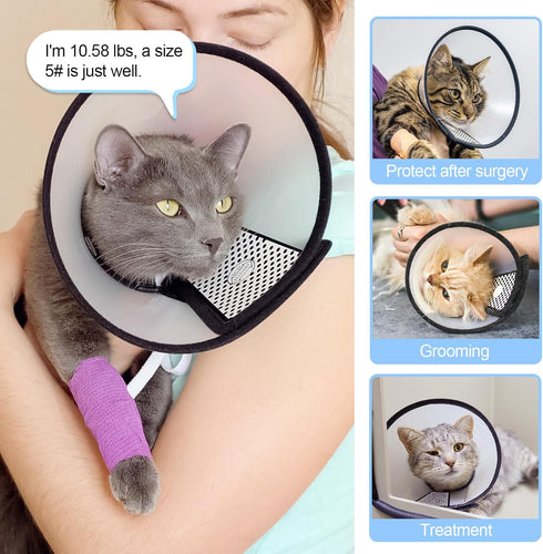 Depets Adjustable Recovery Pet Cone E-Collar for Cats, Puppy, Rabbit - Plastic Elizabeth Collar