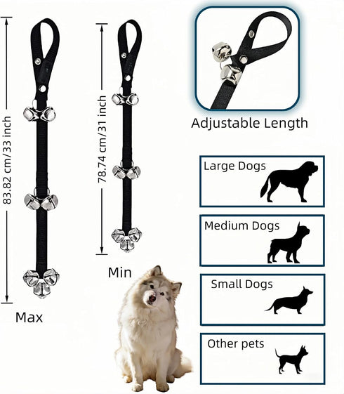 7 31-33 Inches Dog Doorbell for Potty Training, Adjustable Length with Extra Loud Bells, Black Nylon Strap with Metal