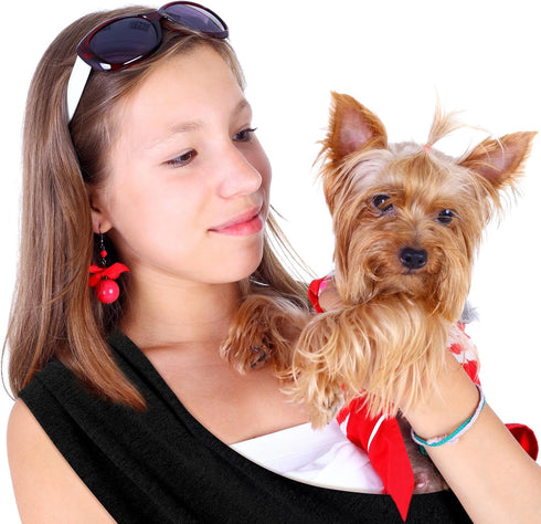 Adjustable Pet Sling Carrier for Small Dogs, Cotton Front Facing Dog Carrier Sling, Safe Dog Carrier Bag (Black)