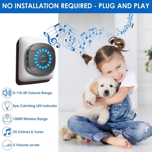 Dog Doorbell, Waterproof Touch Button Dog Bell for Training, Doggie Door Bell for Puppy Training Sliding Door/Go Outside