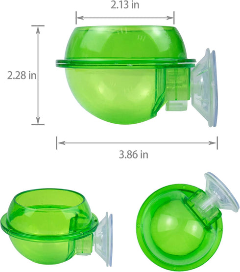 AUEAR 2 Pack Reptiles Suction Cup Feeder - Chameleon Feeding Bowl Water Dish Gecko Ledge Supplies for Lizards