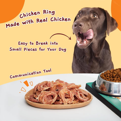 10.6 oz Jungle Calling Chicken Rings Dog Treats, Slow Roasted Chicken Jerky, Rawhide Free Dog Chews, High Protein