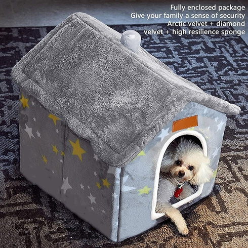 BXEBUI Dog House Indoor Memory Sponge, Foldable Dog House Kennel Bed Mat with Cushion for Small Medium Large Dogs Cats