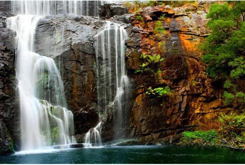 AWERT 30x18 inches Tropical Aquarium Background, Waterfall Terrarium Background, Mountain Lake Reptile Habitat