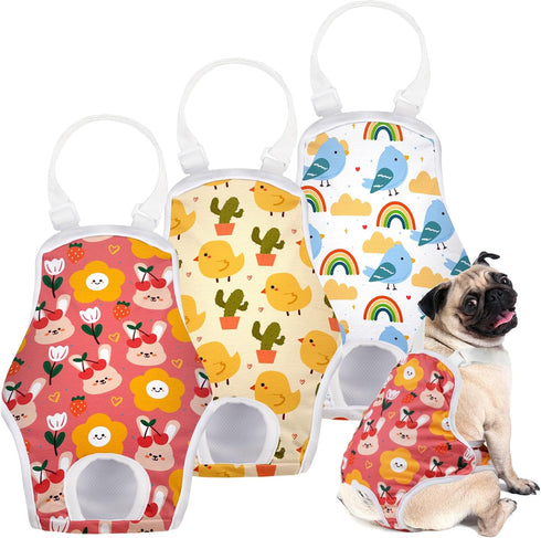 MICOOYO Dog Diaper Onesie Sanitary Pantie with Adjustable Suspender Washable Dog Period