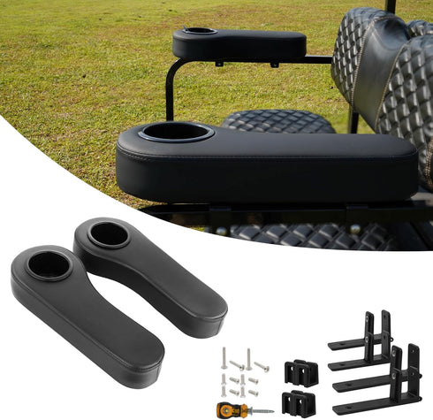 Golf Cart Rear Seat Kit Armrest with Cup Holder