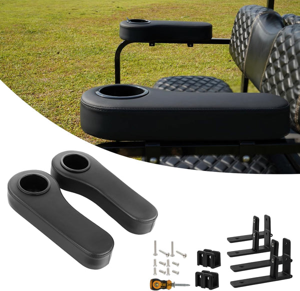 Golf Cart Rear Seat Kit Armrest with Cup Holder