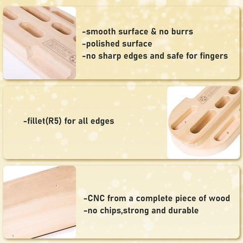 Wooden Hangboard for Climbers - Strength Training Grip Exerciser