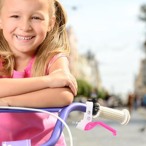 Garneck 1 Pair Kids Bike Brake Levers - Plastic Handles for Children Cycle Brake Replacement (Rosy)