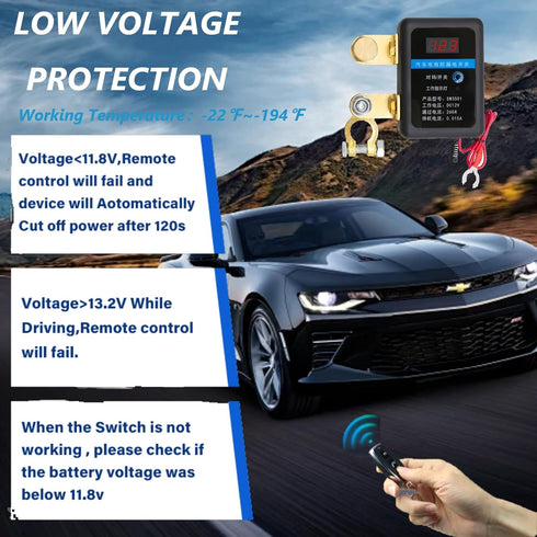 Avutrel 12v Kill Switch-Smart Remote Car Battery Disconnect Switch Device for Vehicle, RV, ATV, Truck, Boats (with LED)