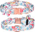 Dog Collar, Floral Pattern Girl Dog Collar with Detachable Rhinestone Flower for Small Medium Large Dogs (M, White)
