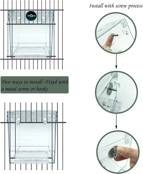PINVNBY Bird Bath Box - Parrot No-Leakage Bathtub for Cage with Water Injector & Balls Toys (6 Pcs)