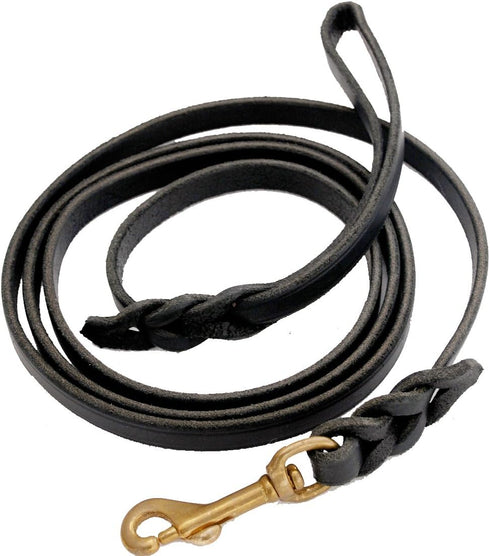 Signature K9 Braided Leather Leash, 6-Feet by 1/2-Inch, Black by Ray Allen Mfg
