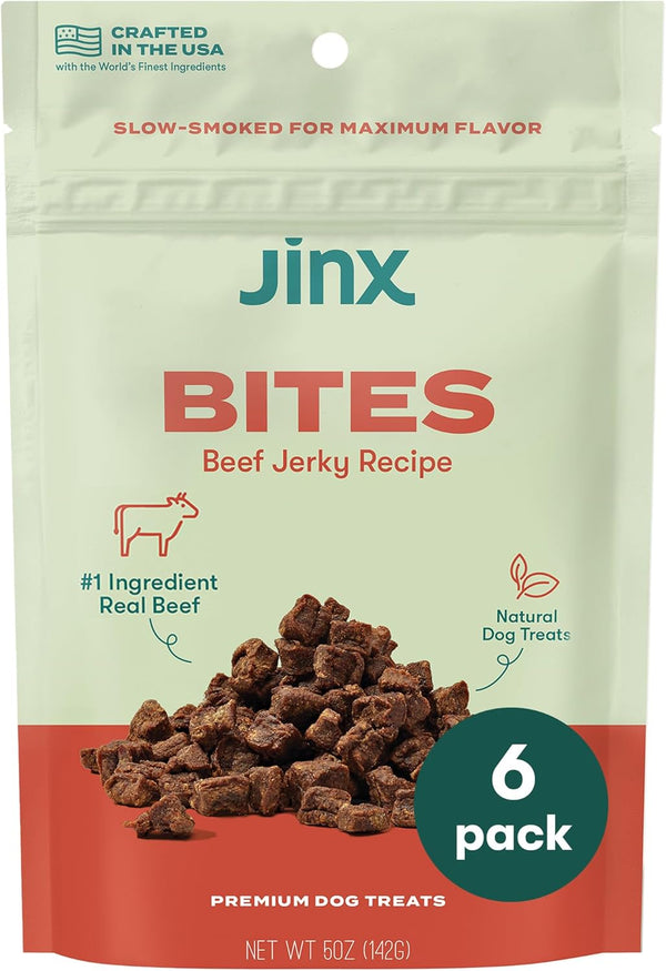 Jinx Bites Natural Soft Jerky Dog Treats - Made with Slow-Smoked Real Beef & Liver, Low-Calorie, with Protein - 5oz.