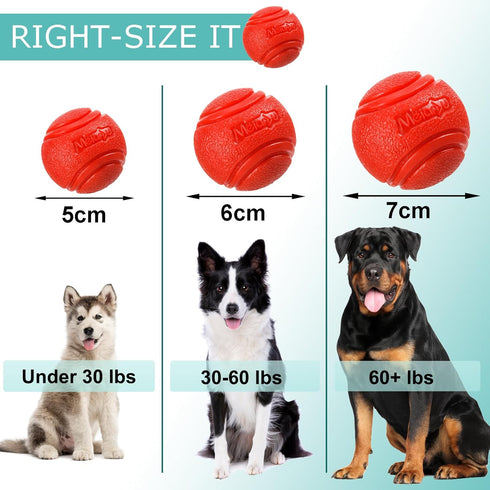 Rubber Balls for Dogs - High Bounce Chew Resistant Dog Training Ball Sets for Medium Large Dogs 60+ lbs