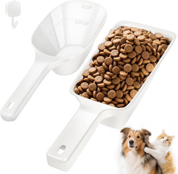 Food Scoop 2 PACK,2 Cup Capacity Dog Food Scoop With Measuring Lines