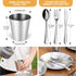 Odoland Camping Complete Messware Kit - Polished Stainless Steel Camp Dinnerware, Cutlery Organizer Set