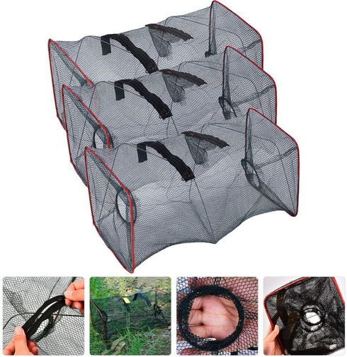 3pcs Abaodam Crab Fishing Traps Fishing Bait Crab Minnow Crawfish Lobster Shrimp Cast Net Nets Portable Folded