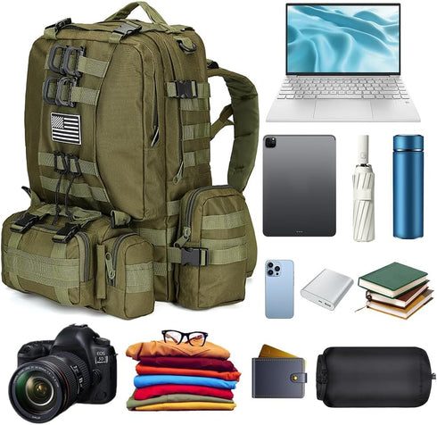 Large Military Tactical Backpack for Men, 40-50L Bug Out Bag, Army 3 Days Assault Pack with Molle System