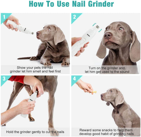 Pet Nail Grinder with LED Light & 2 Grinding Heads, 2-Speed Low Noise Powerful Dog Nail Trimmer for L/M/S Dogs/Cats