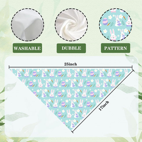 YJIKRTVT Easter Dog Bandana, Cute Bunny & Egg Triangle Pet Scarf, Spring Holiday Puppy Bib with Carrot and Flower