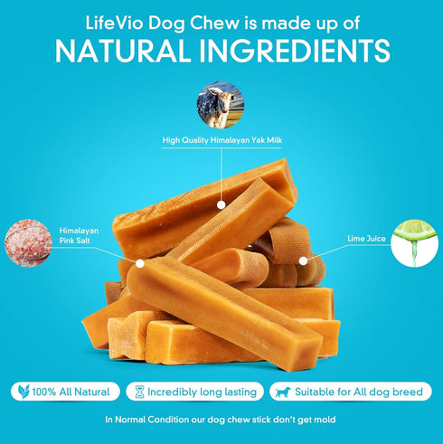 Medium Dog Chews, Himalayan Yak Cheese, 100% Natural with Pink Salt and Lime Juice, Long Lasting (1 Stick)
