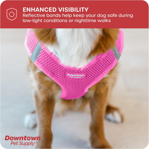 Downtown Pet Supply Step in Dog Harness for Small Dogs, No Pull, Medium, Pink, Adjustable with Padded Mesh Fabric