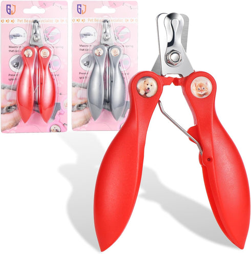2 Pack Professional Dog Nail Trimmer, Safety Guard Clipper for Dogs, Sharp Trimmer with Nail File for Claw Care