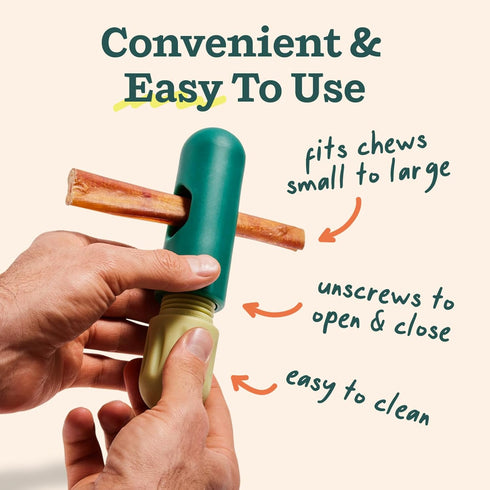 WOOF BullySafe Durable Dog Chew Holder, Safe Bully Stick Holder for Long-Lasting Play, Easy to Clean.