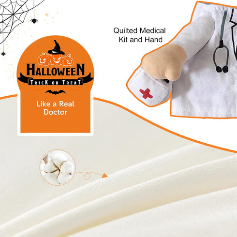 Dog Halloween Costume, Cat Doctor Uniform by DELIFUR, Funny Pet Costume, White, Size L