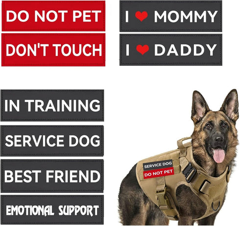 8 Pcs Service Dog Patch for Harness, Removable Velcro Patches for Dog Vest, Do Not Pet, Best Friend, Training, Support