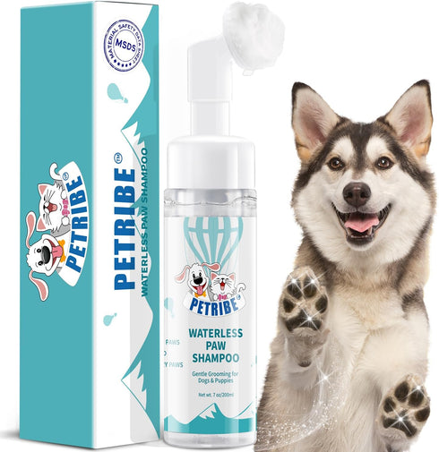 Dog Paw Cleaner, Portable Waterless Cleaning Shampoo for Dogs, Silicone Grooming Brush for Muddy Paws (Rose Scent)