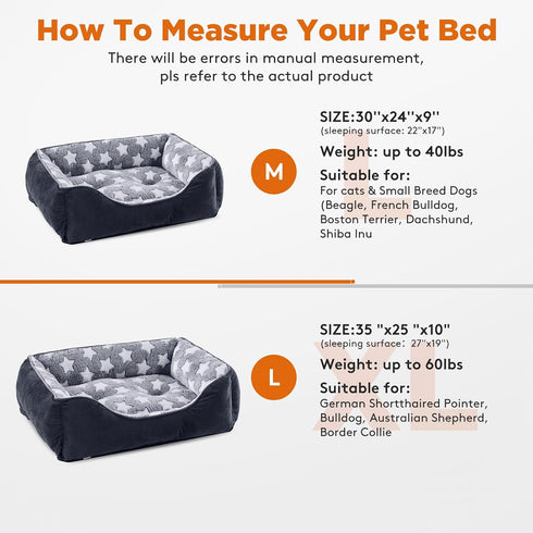 GASUR Rectangle Dog Bed for Large Dogs - Cozy Washable Orthopedic Dog Sofa Bed, Sturdy Anti-Slip Bottom, Soft Calming