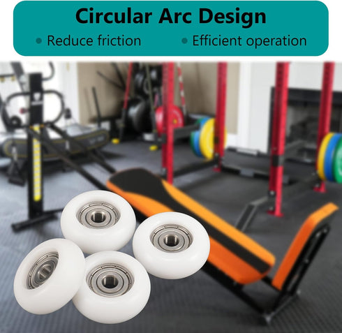 Total Gym Set of 4 Replacement Wheels/Rollers for Models 2000, 3000, Some 3000 XL, Early XL (White)