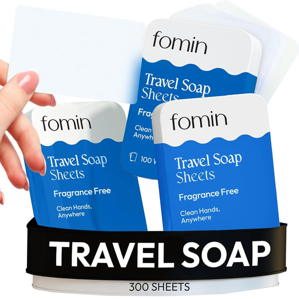 FOMIN - Antibacterial Paper Soap Sheets for Traveling - 300 Unscented Portable