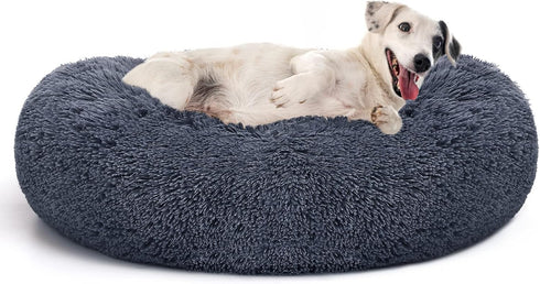 MIXJOY Orthopedic Dog Bed, Comfortable Donut Cuddler Round Bed, Ultra Soft Washable for Dogs & Cats, 30'', Grey-Blue