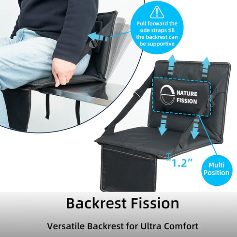 NATUREFISSION Non Metal Stadium Seat with Back and Lumbar Support and Padded Cushion Foldable and Portable Perfect