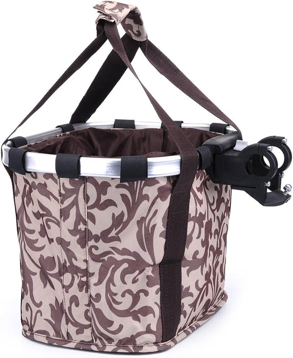 Pet Dog Bike Basket & Carrier Bag - Foldable Detachable Bicycle Basket for Small Animals (Coffee)