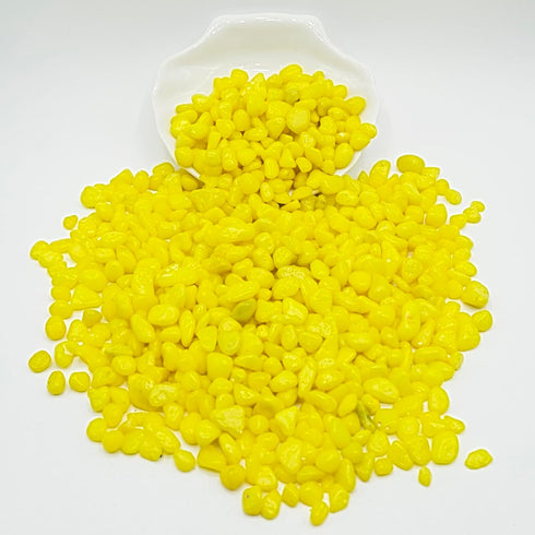 Yellow Pebbles for Crafts, 0.9 Pound Natural Polished Aquarium Gravel, Decorative for Indoor Plants