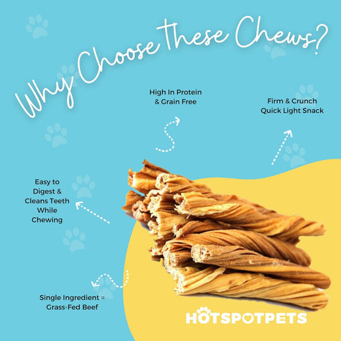 hotspot pets Tripe Twists for Dogs - Premium All Natural Beef Sticks - 6 Inch Rawhide Free Crunchy Chew Treats