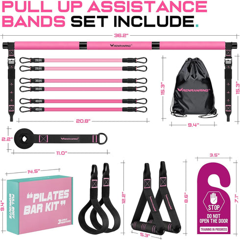 Pilates Bar Kit with Resistance Bands, Multifunctional Heavy-Duty Pilates Bar for Home Workouts for Women & Men
