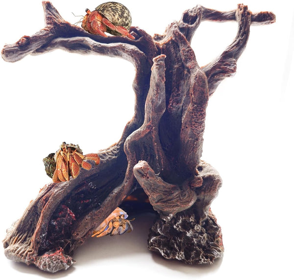 Hermit Crab Climbing Toys, Artificial Tree Trunk Ornaments for Betta Fish Hideout Decor