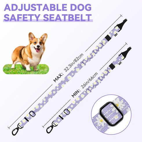 2Pack 3-in-1 360 Pawaboo Dog Seatbelt for Car, Dog Car Seat Belt Bungee, Dogs Tether for Cars with Buckle & Hook Latch
