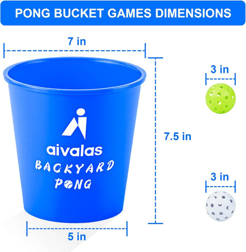 Yard Pong Outdoor/Indoor Games Set: Giant Game for Adults and Family with 12 Buckets, 4 Balls, Carrying Bag