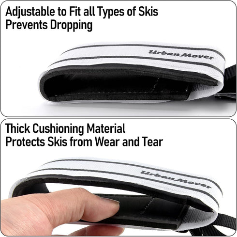 Ski Carrier Strap - Adjustable Padded Shoulder Carrying Strap for Ski and Pole, Portable Downhill Gear