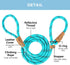 5 FT Heavy Duty Slip Lead Dog Leash for Small Medium Large Dogs, No Pull Training with Reflective Thread, Teal Stripe,