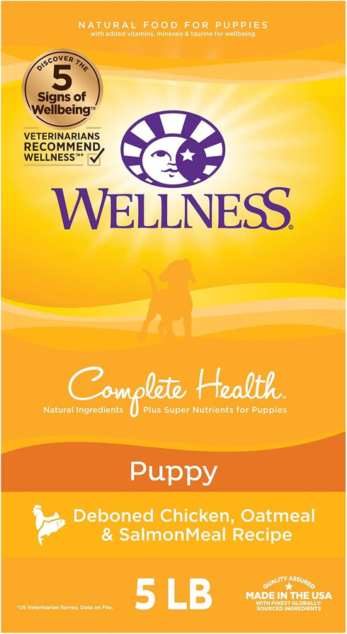 Wellness Complete Health Dry Puppy Food - Chicken, Salmon & Oatmeal, 5-Pound Bag
